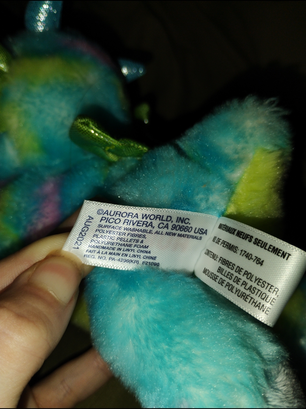 2021 Plush Rainbow Blue Dragon Stuffed Animal with Green Wings - Picture 2 of 5